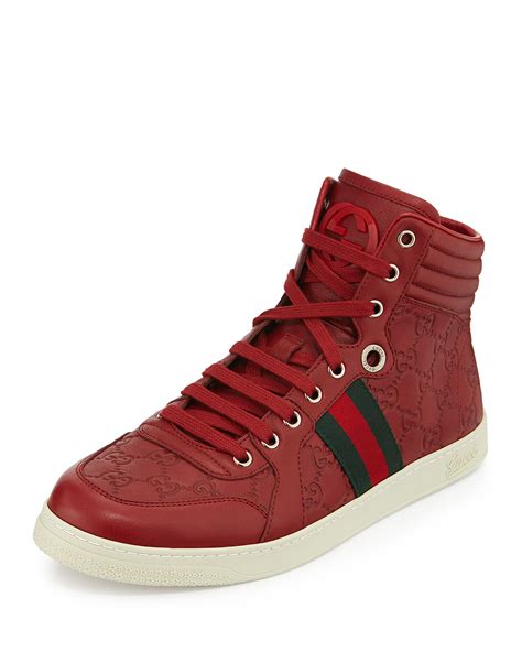 gucci red leather high top|gucci high tops.